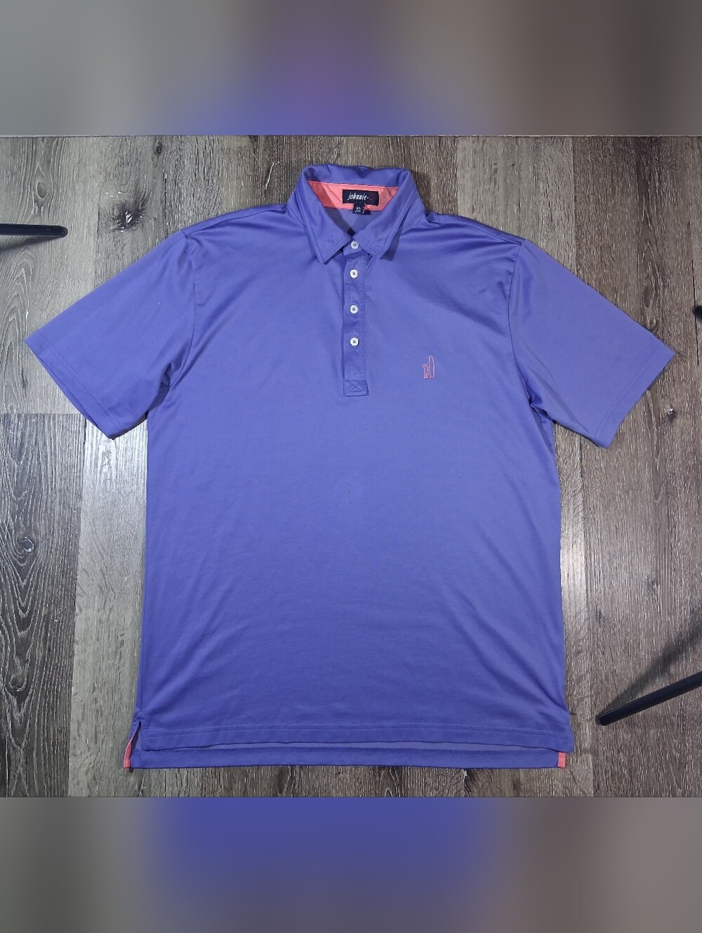 Johnnie-O Purple Performance Polo with Coral Trim - Men's